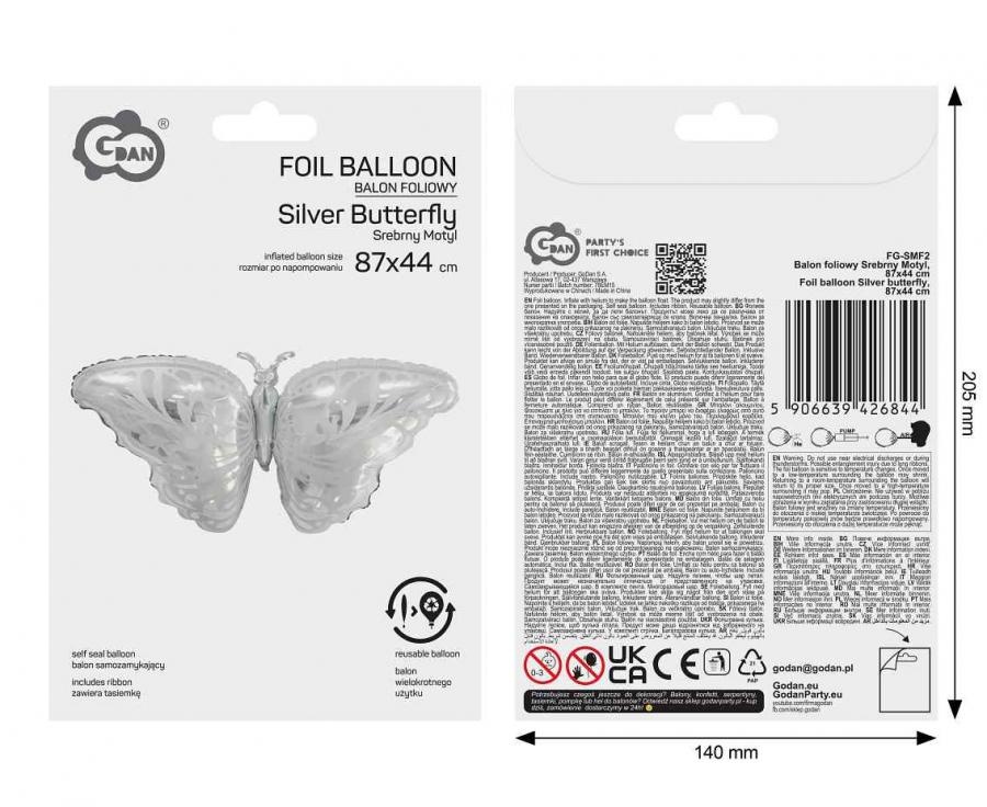 Butterfly Silver/White - 87x44 cm