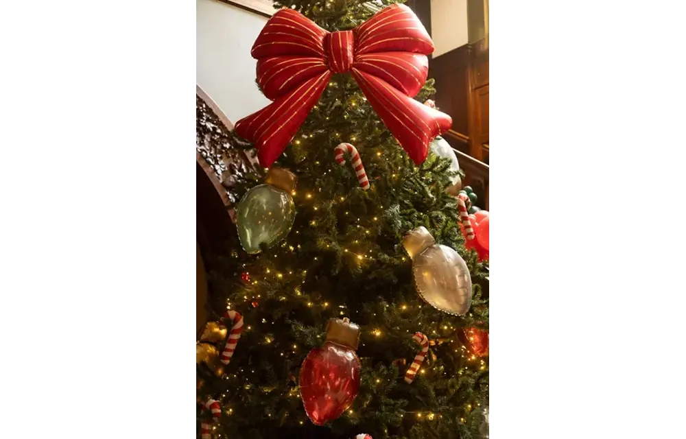 Red Bow XXL - Gold Stripes - 43 inch