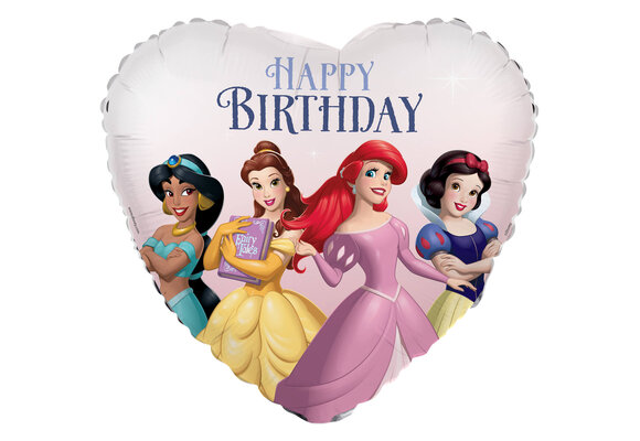 Disney Princesses - Heart Shape - Happy Birthday - 45 cm