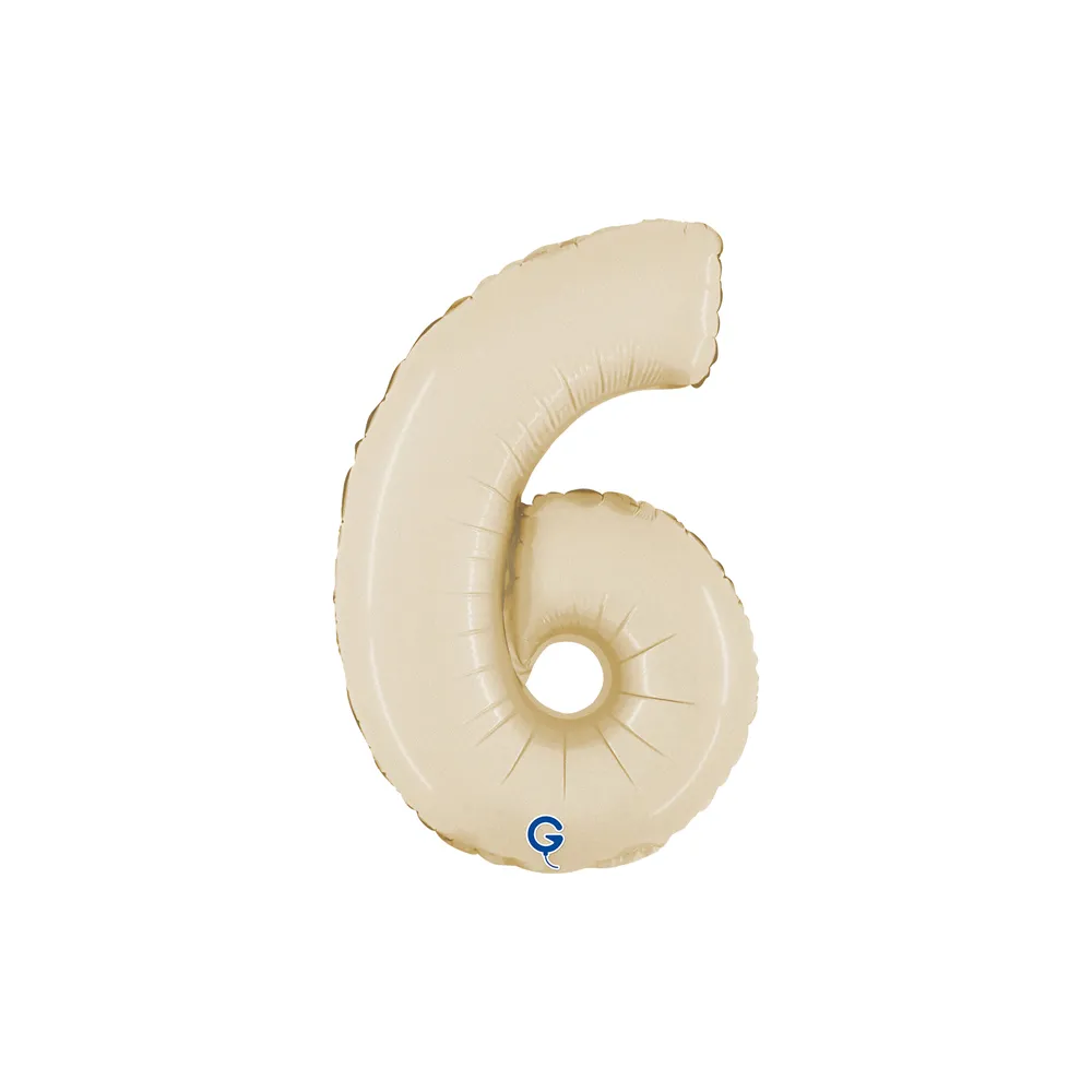 Number Mini Satin Cream - 6 - GRABO - 14 inch