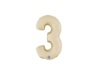 Number Mini Satin Cream - 3 - GRABO - 14 inch