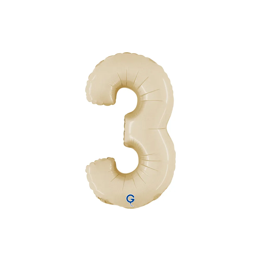 Number Mini Satin Cream - 3 - GRABO - 14 inch