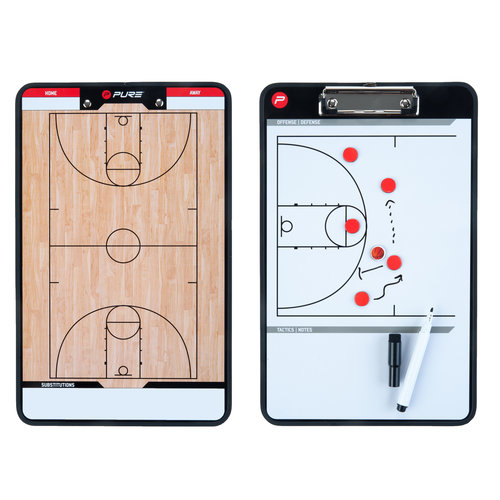 Pure2Improve  Basketbal Coachbord Dubbelzijdig - Basketbal Tacktiekbord - Incl. Magneten en Stift