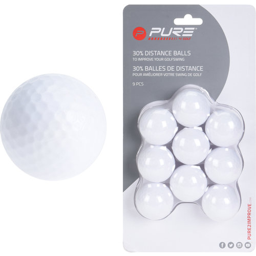 Pure2Improve  Oefen Golfballen - 30% Afstand - Set van 9