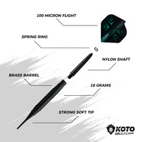 2 KOTO Black Brass Soft Tip Darts - 90-delige Set - Dart Accessoires KOTO 2 KOTO Black Brass Soft Tip Darts - 90-delige Set - Dart Accessoires