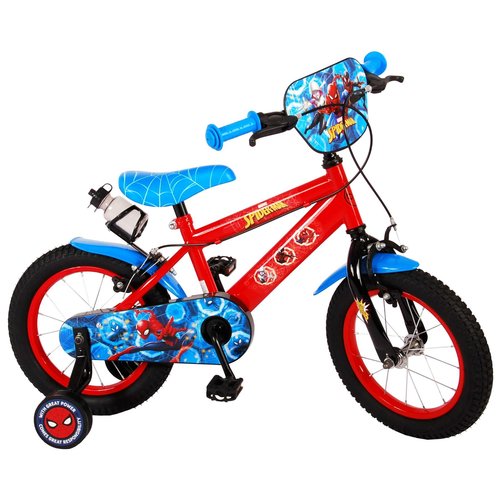 Spiderman Spiderman Fiets – Jongensfiets met Terugtraprem & Zijwieltjes- 12, 14 & 16 Inch