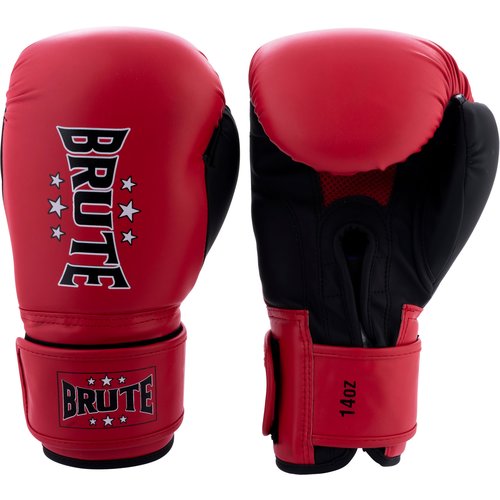 Brute Brute Kickboxhandschuhe  - Weiches Polyester - Schwarz & Rot
