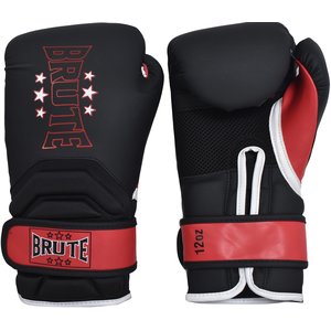 Brute Training & Sparring Kickboxhandschuhe  Weiches Polyester – Schwarz & Rot