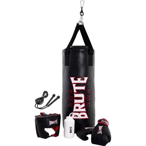 Brute Brutaler Boxsack Inkl. Boxhandschuhe 8 OZ, Kopfbedeckung, Springseil, Wasserflasche