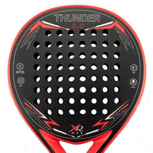 XQMax Padelracket Thunder 2.0 - Padel Racket Rond - Zwart & Rood