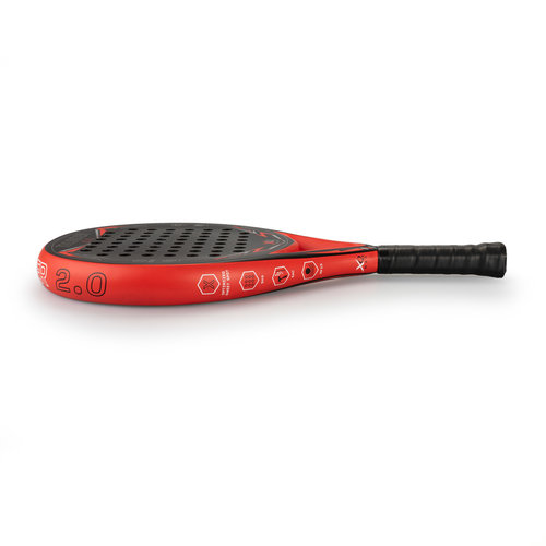 XQMax Padelschläger Thunder 2.0 - Runde Form - Schwarz & Rot