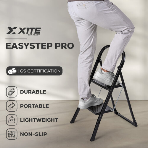 X1TE Huishoudtrapje - Stepladder - 2 Treden - Aluminium - Zwart
