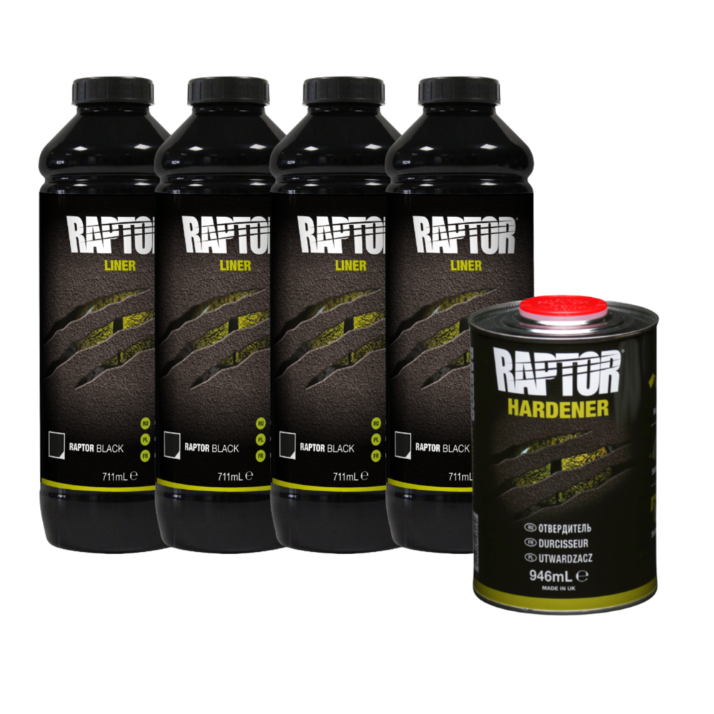Raptor Liner 4 Flessen Set Zwart (3.79 liter) Raptor Liner 4 Flessen Set Zwart (3.79 liter)