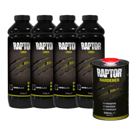 Raptor Liner 4 Flessen Set Zwart (3.79 liter) Raptor Liner 4 Flessen Set Zwart (3.79 liter)