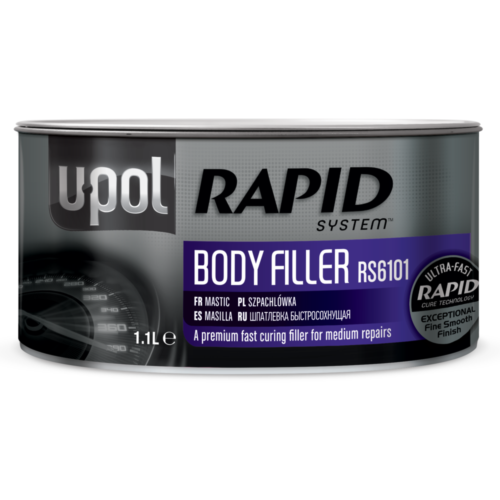 U-Pol RAPID Body Filler; 1,1 litre tin including hardener; grey U-Pol RAPID Body Filler; 1,1 litre tin including hardener; grey