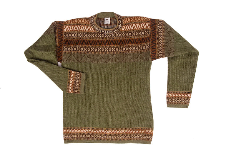 EcuaFina Warm green alpaca wool sweater - XL