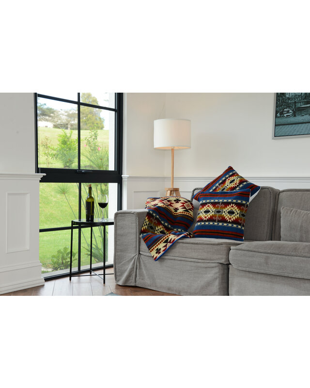 EcuaFina Plaid Cotopaxi pour le canapé - Couverture native en laine d'alpaga - Couvre-lit Chaud - Décoration Bohème - Multicolore
