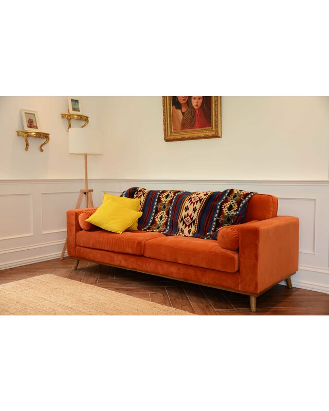 EcuaFina Plaid Cotopaxi pour le canapé - Couverture native en laine d'alpaga - Couvre-lit Chaud - Décoration Bohème - Multicolore