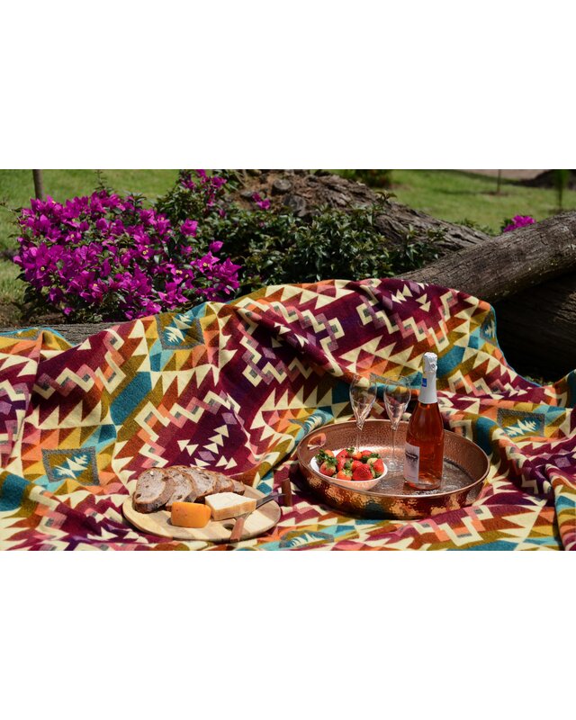 EcuaFina Couverture native en alpaga - Réversible - Design natif - FairTrade & Authenticité- Chimborazo Rose