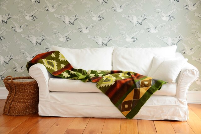 EcuaFina Alpaca Native Deken - Dubbelzijdige prints - Dutch/Native Design - FairTrade & Authentiek - Quilotoa - Groen