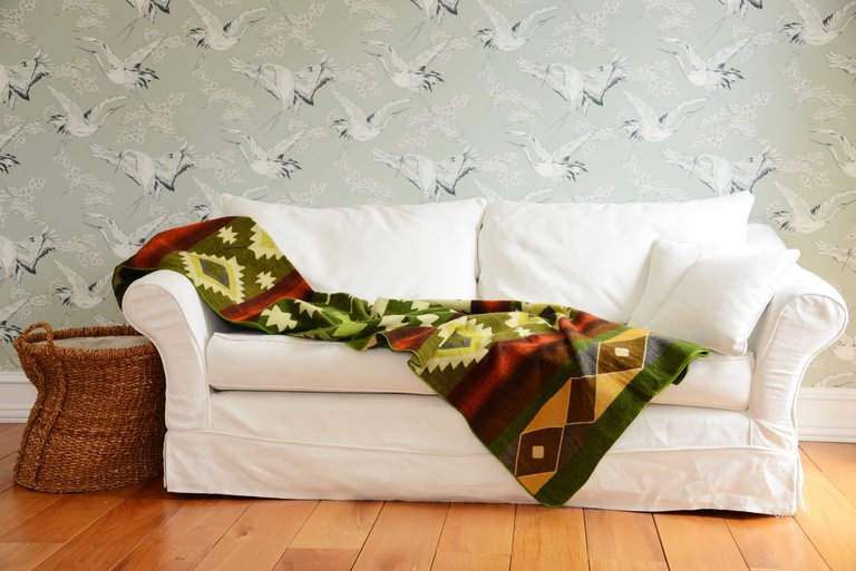 EcuaFina Alpaca Native Blanket - Double-sided prints - Dutch/Native Design - FairTrade & Authentic - Quilotoa - Green