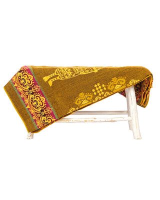 EcuaFina Mini couverture native en laine d'alpaga - Modèle alpaga - Jaune