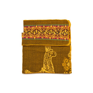 EcuaFina Mini Alpaka Native Decke - Doppelseitige Drucke - Moderne Wohnaccessoires -  FairTrade & authentisch - Gelb