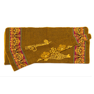 EcuaFina Mini couverture indigène en alpaga - Réversible - Design natif / néerlandais - Fairtrade & Authenticité - Jaune