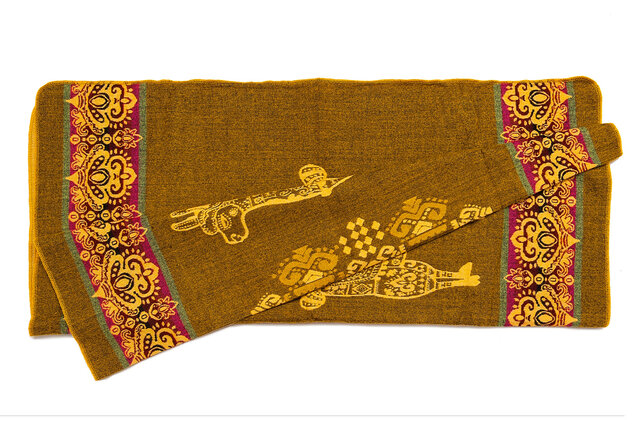 EcuaFina Mini Alpaca Native Deken - Dubbelzijdige prints - Moderne Woonaccessoires - FairTrade & Authentiek - Geel