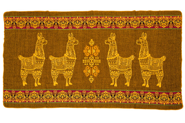 EcuaFina Mini Alpaca Native Deken - Dubbelzijdige prints - Moderne Woonaccessoires - FairTrade & Authentiek - Geel