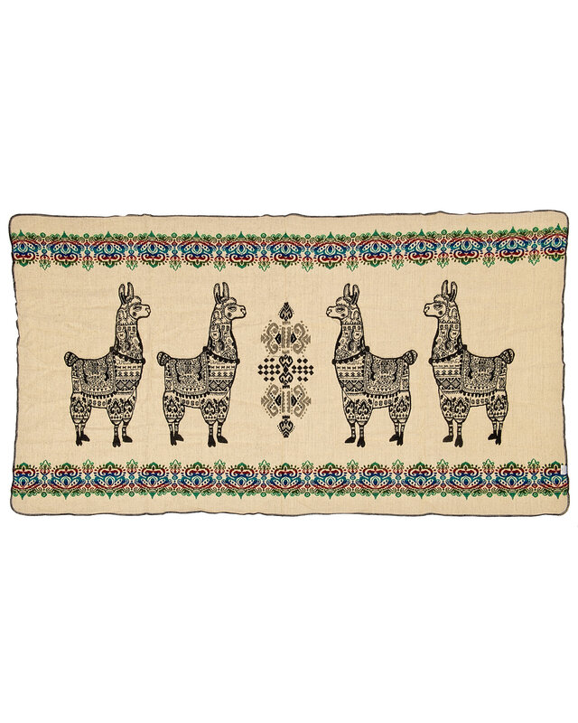 EcuaFina Mini couverture native en laine d'alpaga - Modèle alpaga - Bleu