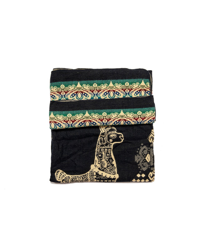 EcuaFina Mini couverture native en laine d'alpaga - Modèle alpaga - Bleu