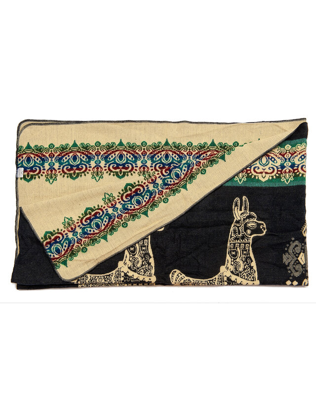 EcuaFina Mini couverture native en laine d'alpaga - Modèle alpaga - Bleu