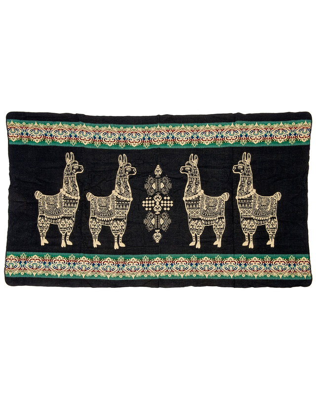 EcuaFina Mini couverture native en laine d'alpaga - Modèle alpaga - Bleu