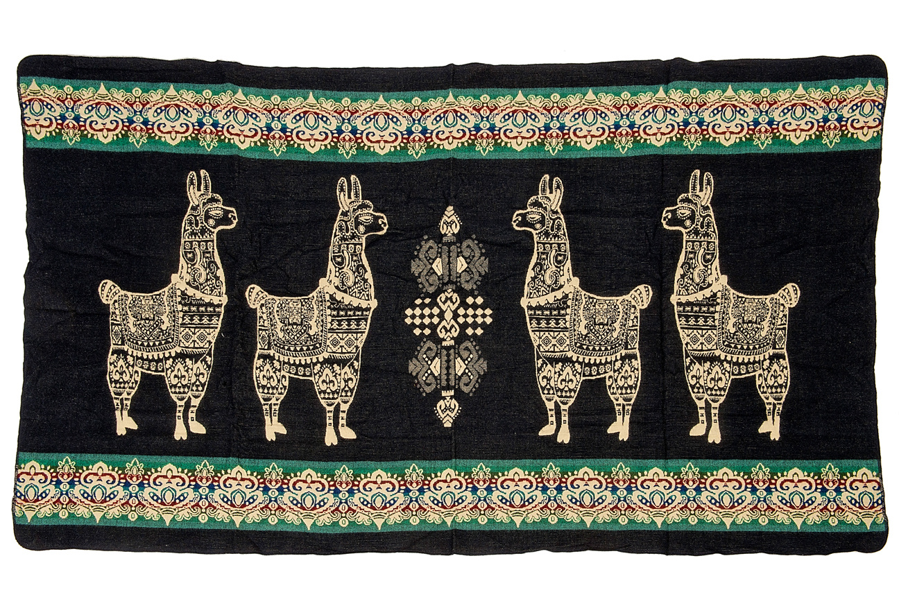 EcuaFina Mini couverture native en laine d'alpaga - Modèle alpaga - Bleu