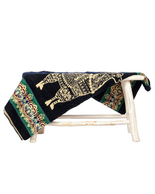 EcuaFina Mini couverture native en laine d'alpaga - Modèle alpaga - Bleu