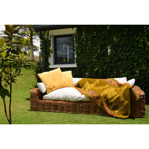 EcuaFina Mini Alpaca native blanket - Double-sided prints - Modern Home Accessories - FairTrade & Authentic - Yellow