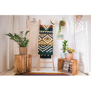 EcuaFina Alpaca Native Blanket - Cayambe - Dark green