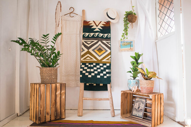 EcuaFina Alpaca native deken - Western design - XL Native Plaid - Azteek - Cayambe - Donkergroen