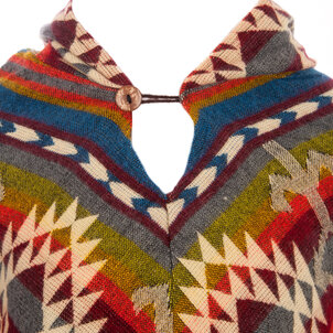 EcuaFina Poncho en Alpaga Triangle Bleu