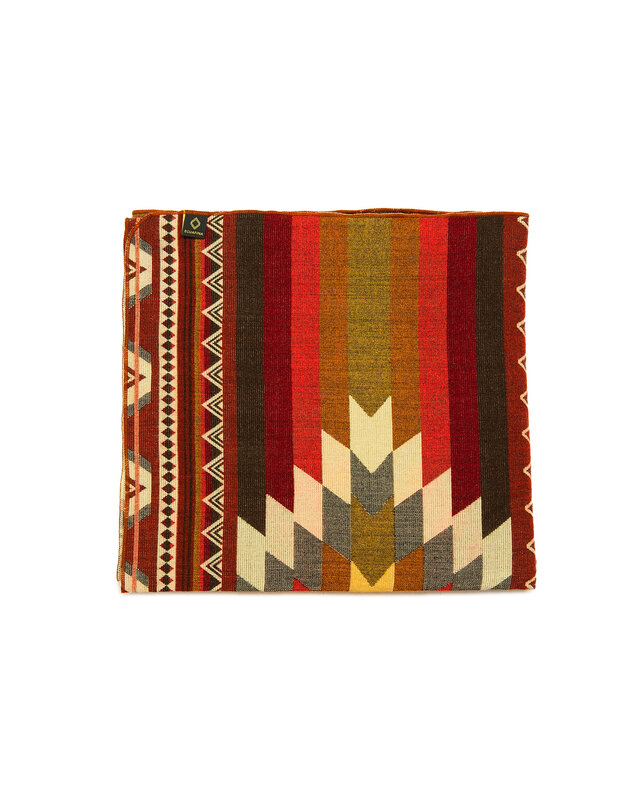 EcuaFina Couverture indigène en alpaga - Réversible - Design natif  - Fairtrade & Authenticité - Antisana - Orange