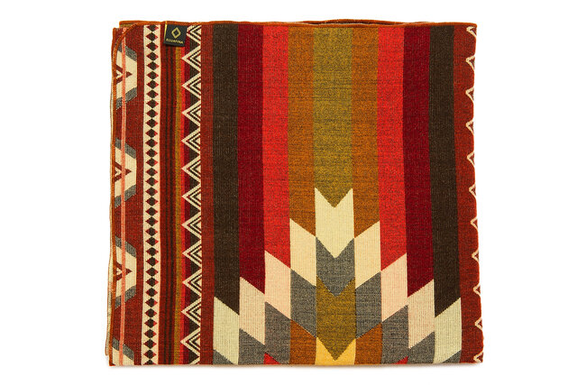 EcuaFina Alpaca native blanket - Double-sided wovens - Native Design - FairTrade & Authentic - Antisana - Orange