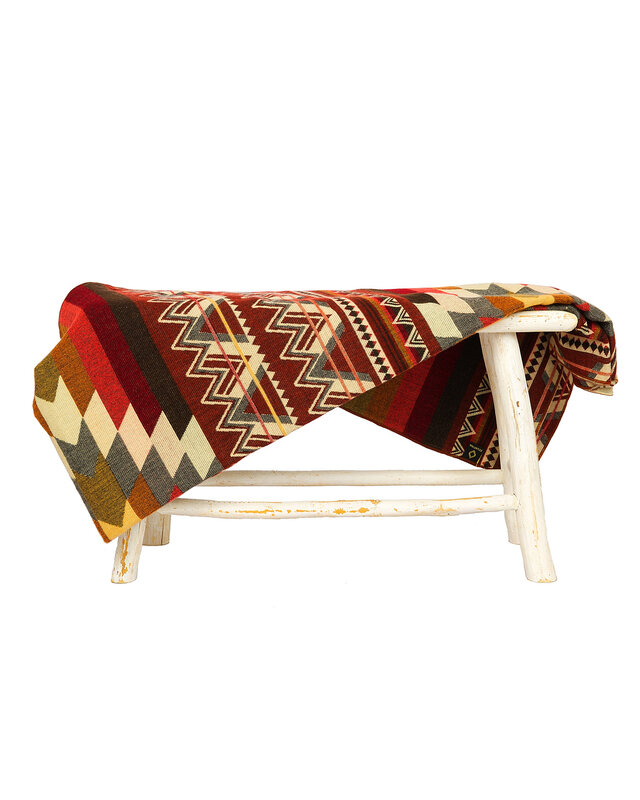 EcuaFina Alpaca Native Decke - Doppelseitige gewebt – Einheimisches Design – FairTrade & authentisch - Antisana - Orange