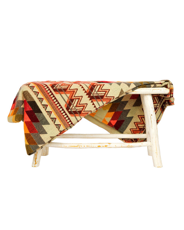 EcuaFina Alpaca Native Decke - Doppelseitige gewebt – Einheimisches Design – FairTrade & authentisch - Antisana - Orange