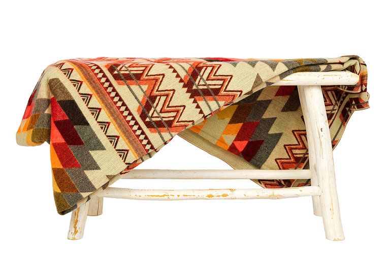 EcuaFina Alpaca Native Deken - Dubbelzijdige prints - Dutch/Native Design - FairTrade & Authentiek - Antisana - Oranje