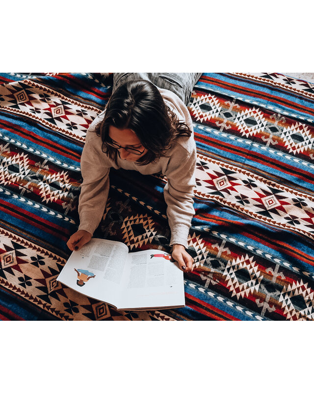 EcuaFina Plaid Cotopaxi pour le canapé - Couverture native en laine d'alpaga - Couvre-lit Chaud - Décoration Bohème - Multicolore