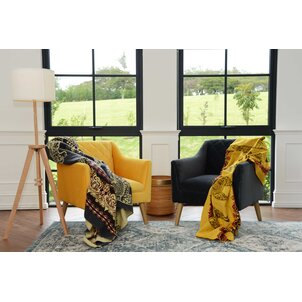 EcuaFina Mini Alpaca native blanket - Double-sided prints - Modern Home Accessories - FairTrade & Authentic - Yellow