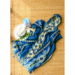 EcuaFina Alpaca Poncho Shuar Blauw