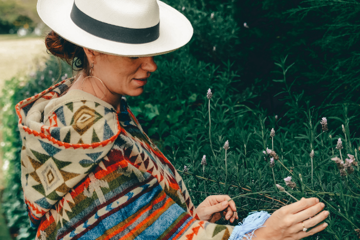 EcuaFina Poncho Dreieck Blau