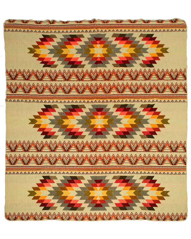 EcuaFina Couverture indigène en alpaga - Réversible - Design natif  - Fairtrade & Authenticité - Antisana - Orange